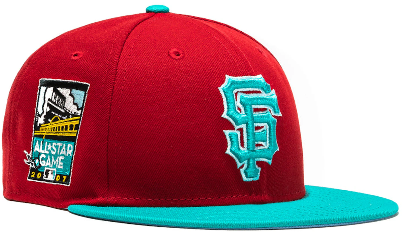 New Era San Francisco Giants Captain Planet 2.0 2007 All Star Game Patch Hat Club Exclusive 59FIFTY Fitted Hat Red/Teal