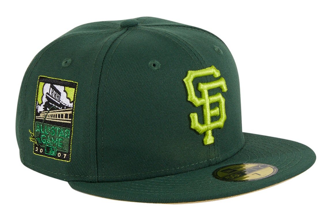 Pre-owned New Era San Francisco Giants Crocodile 2007 All Star Game Patch Hat Club Exclusive 59fifty Fitted Ha In Green/neon Yellow