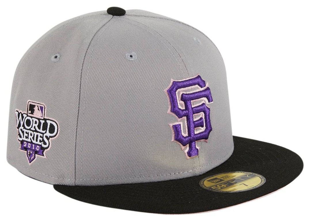 Pre-owned New Era San Francisco Giants Fuji 2010 World Series Patch Hat Club Exclusive 59fifty Fitted Hat Grey In Grey/black