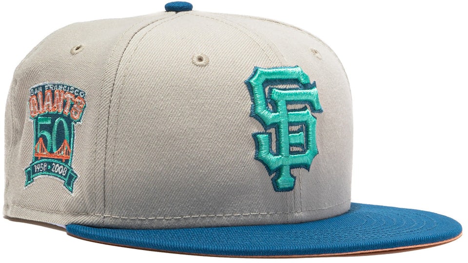 New Era San Francisco Giants Ocean Drive 50th Anniversary Patch Hat Club  Exclusive 59Fifty Fitted Hat Stone/Indigo/Peach Men's - SS22 - US