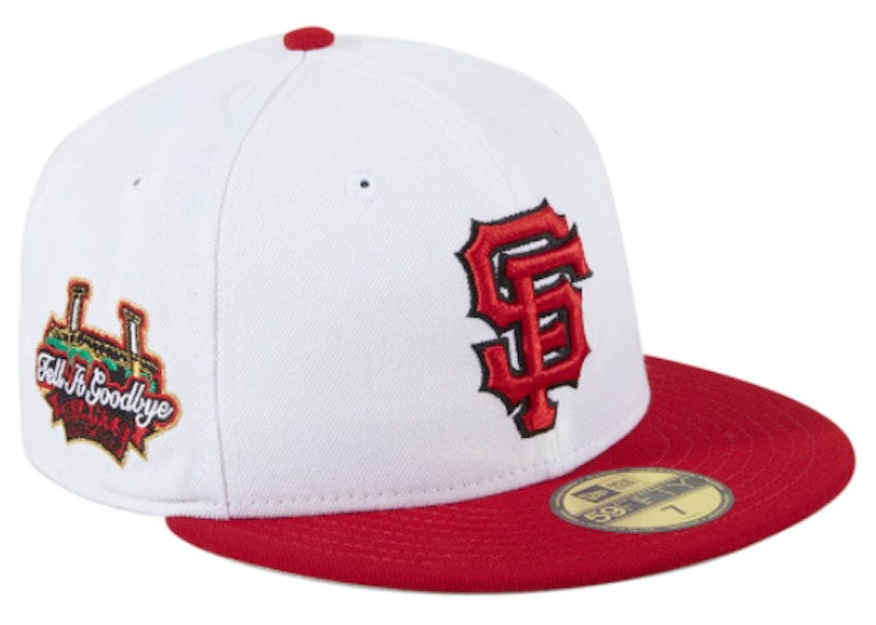 white red fitted hat