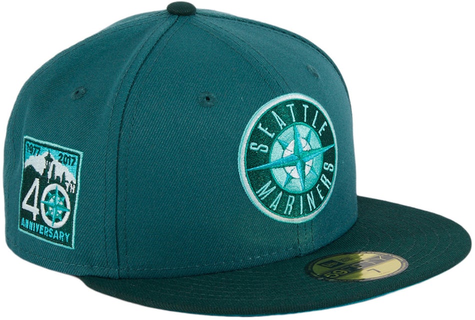 New Era Seattle Mariners 40th Anniversary Patch Logo Hat Club Exclusive 59FIFTY Fitted Hat Teal/Green
