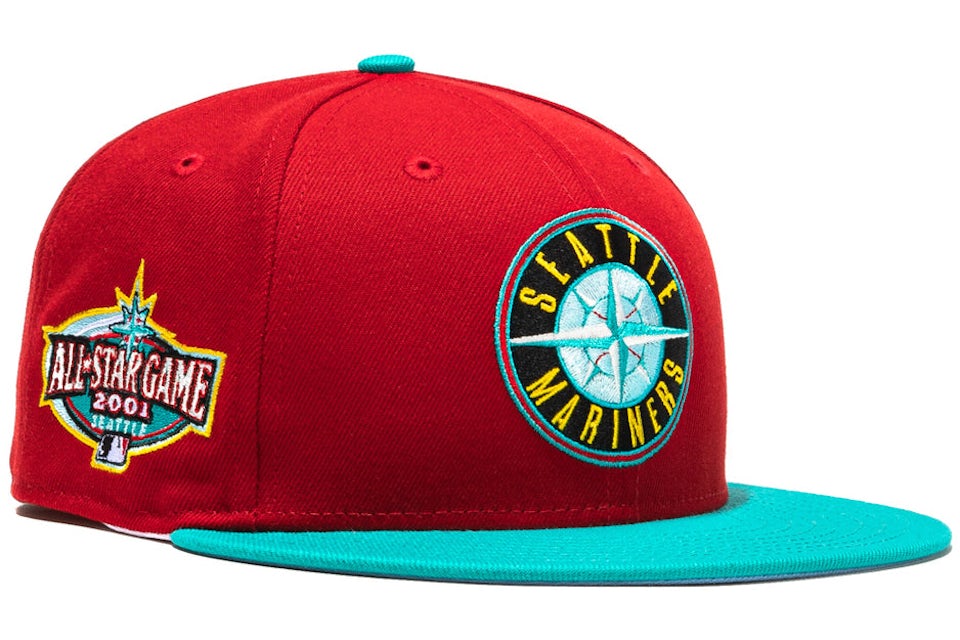 New Era Seattle Mariners Captain Planet 2.0 2001 All Star Game Patch Logo  Hat Club Exclusive 59Fifty Fitted Hat Red/Teal Men's - SS22 - US