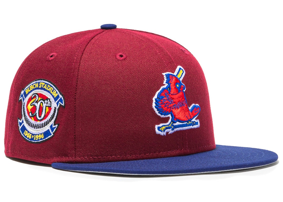 Pre-owned New Era St Louis Cardinals Sangria 30th Anniversary Stadium Patch Hat Club Exclusive 59fifty Fitted  In Cardinal/royal