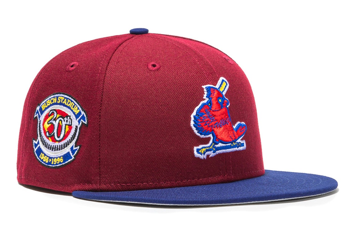 Pre-owned New Era St Louis Cardinals Sangria 30th Anniversary Stadium Patch Hat Club Exclusive 59fifty Fitted  In Cardinal/royal