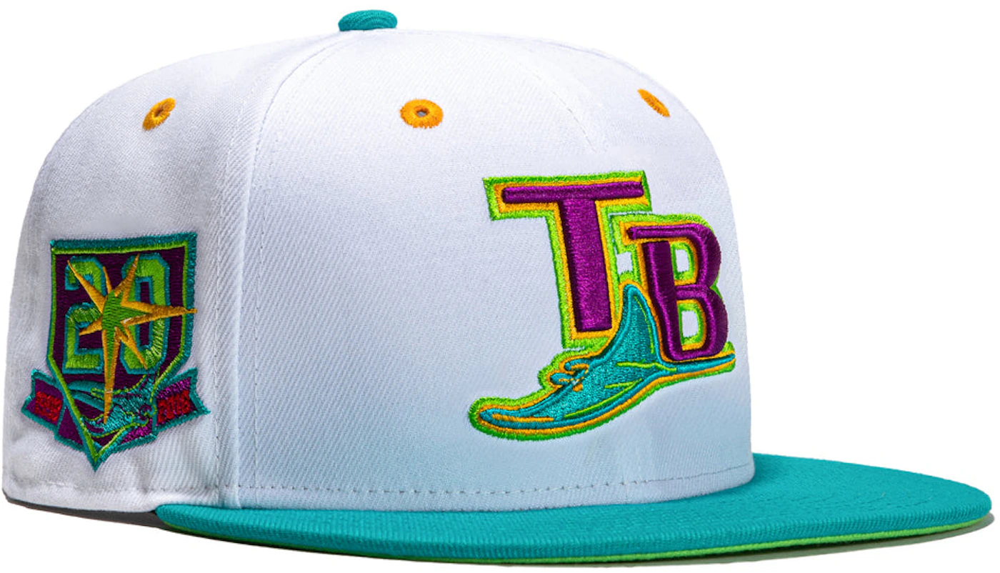 New Era Tampa Bay Rays Dogtown 20th Anniversary Patch Hat Club Exclusive  59Fifty Fitted Hat White/Teal Men's - US