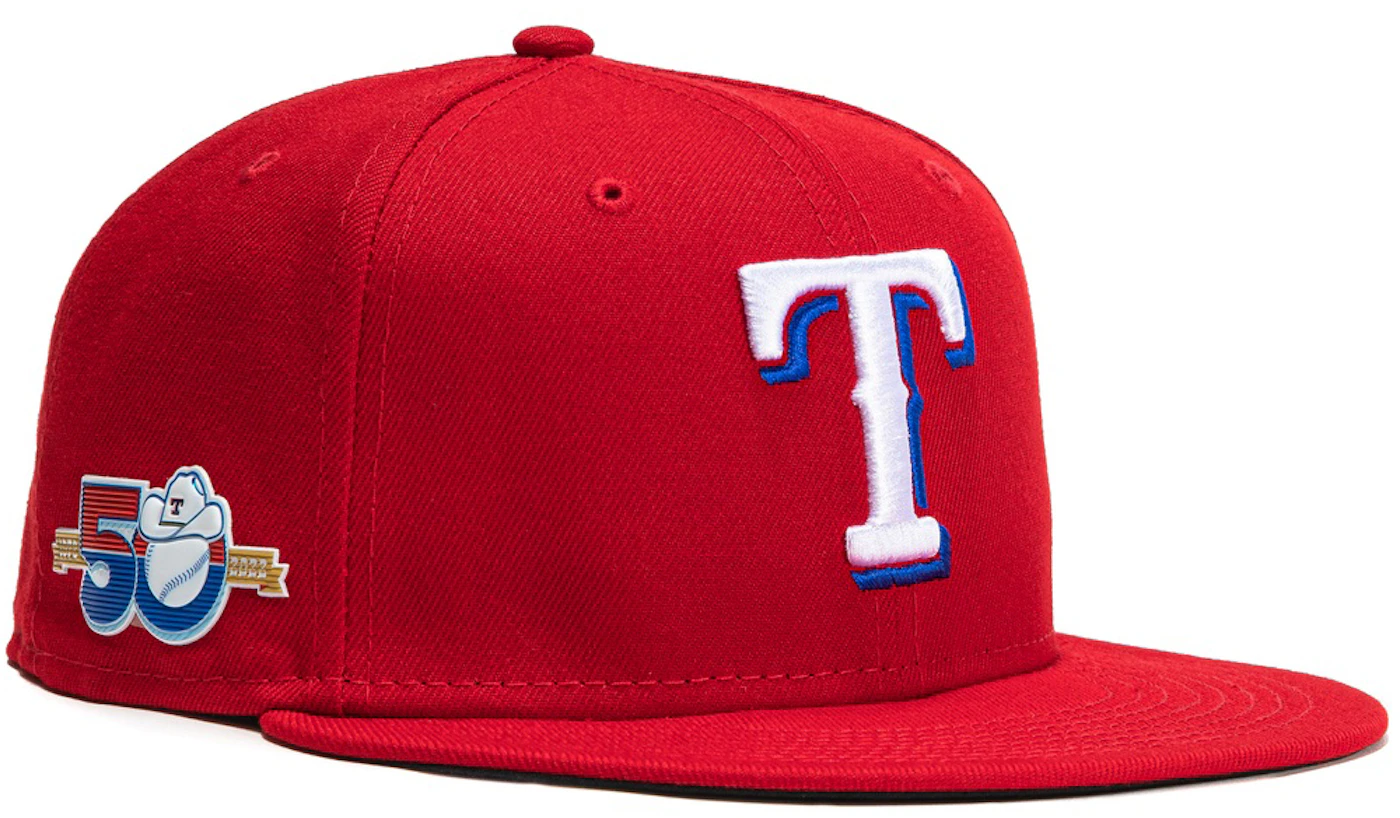 New Era Texas Rangers 50th Anniversary Patch Alternate Hat Club Exclusive  59Fifty Fitted Hat Red - SS22 Men's - US