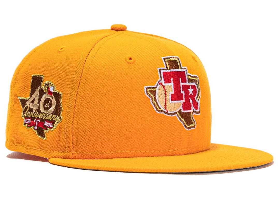 Pre-owned New Era Texas Rangers Beer Pack 40th Anniversary Patch Hat Club Exclusive 59fifty Fitted Hat Gold/br In Gold/brown