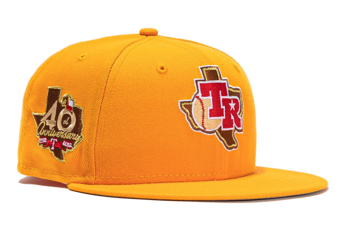 Pre-owned New Era Texas Rangers Beer Pack 40th Anniversary Patch Hat Club Exclusive 59fifty Fitted Hat Gold/br In Gold/brown