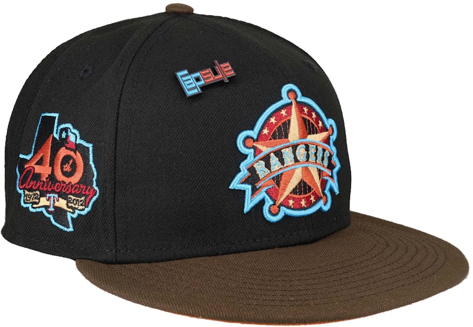 New Era Texas Rangers Capsule Vintage Collection 40th Anniversary Patch  59Fifty Fitted Hat Black/Lavender Men's - US