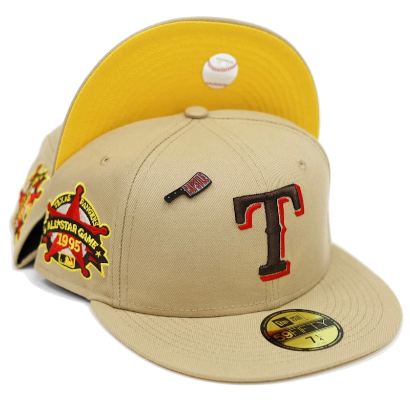 yellow and white fitted hats