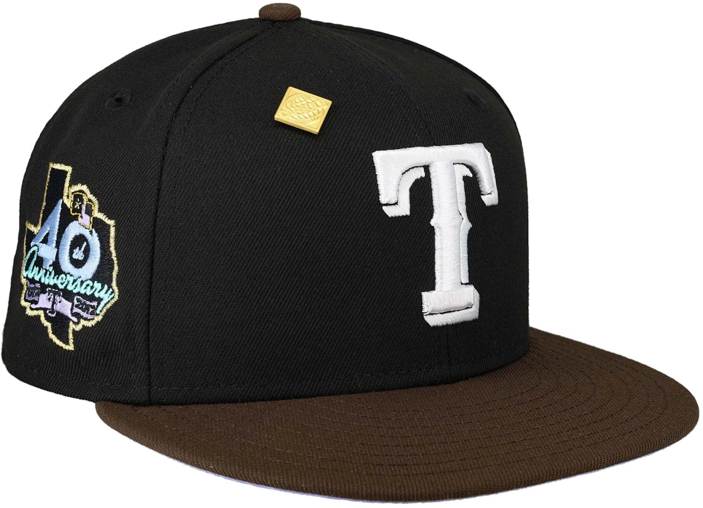 New Era Texas Rangers Capsule Vintage Collection 40th Anniversary Patch  59Fifty Fitted Hat Black/Lavender Men's - GB