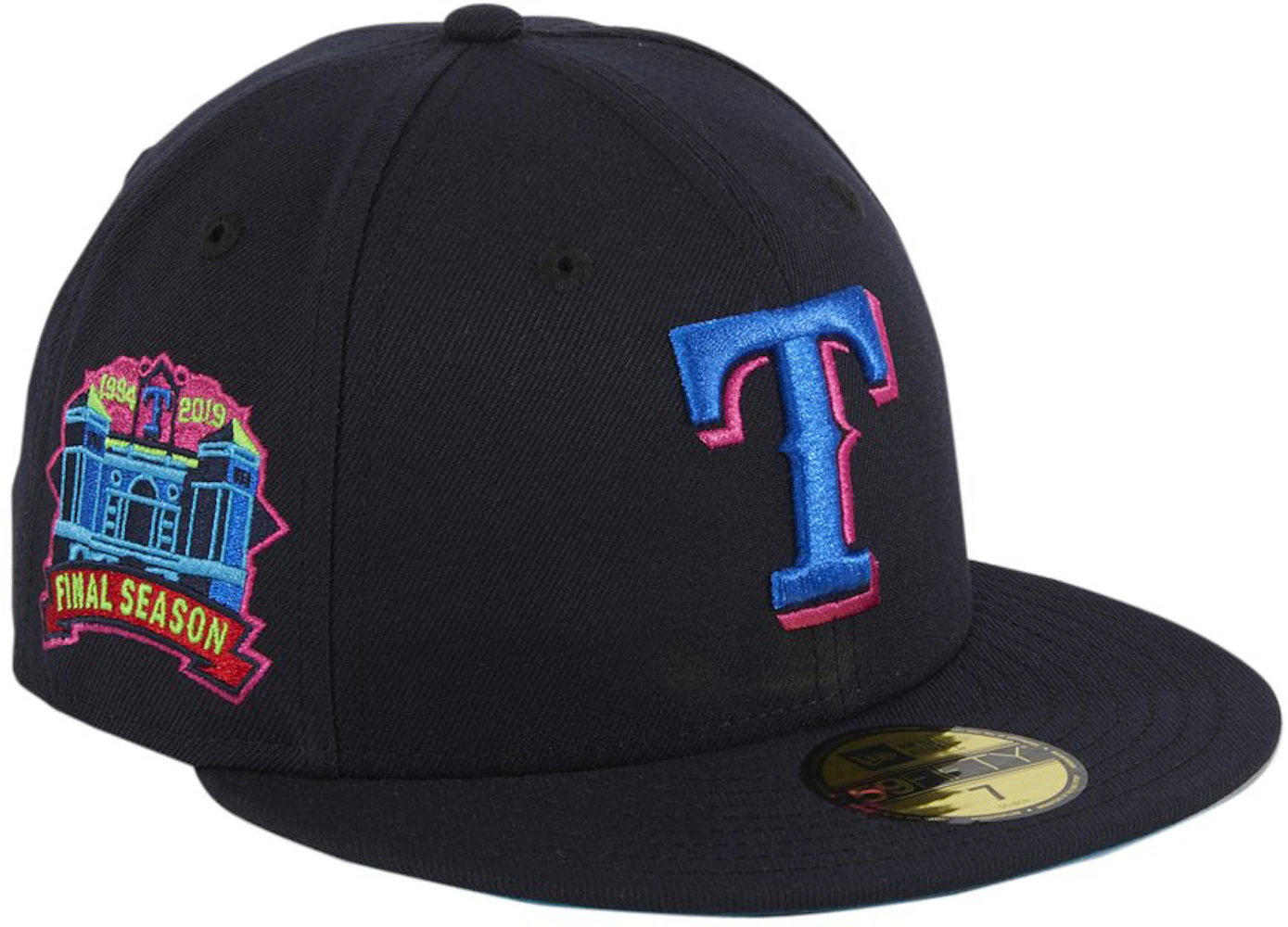 New Era Texas Rangers Cyberpunks Final Season Patch Hat Club Exclusive  59Fifty Fitted Hat Navy Men's - FW21 - US