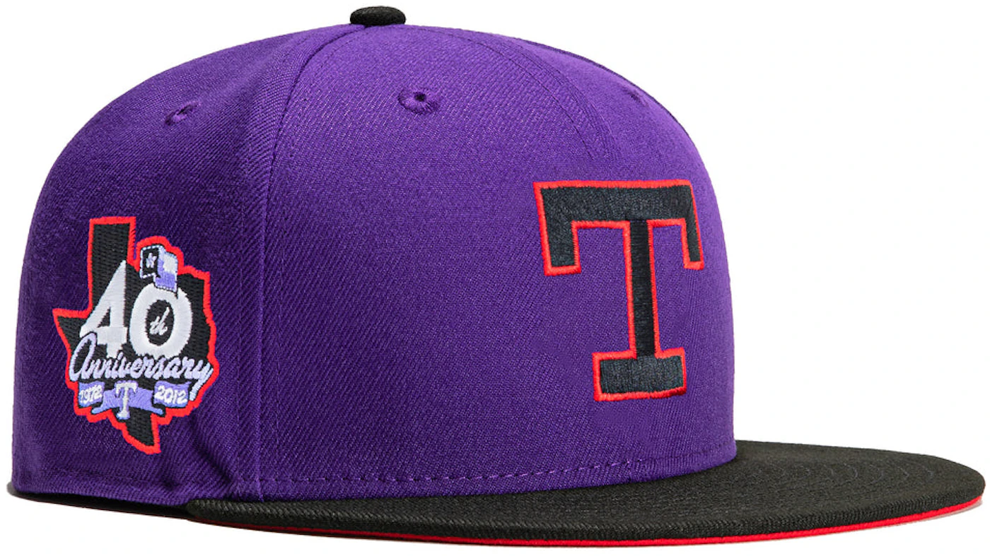 New Era Texas Rangers T-Dot 40th Anniversary Patch Hat Club Exclusive  59Fifty Fitted Hat Purple/Black Men's - FW22 - US
