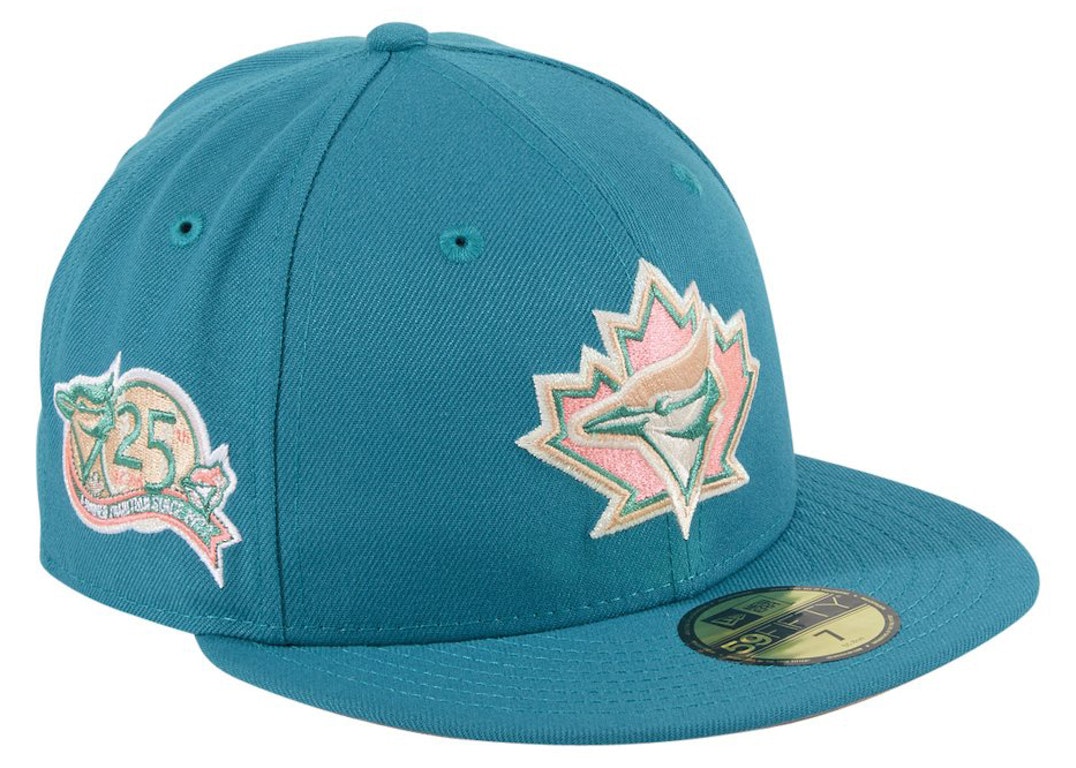 Pre-owned New Era Toronto Blue Jays Badlands 25th Anniversary Patch Hat Club Exclusive 59fifty Fitted Hat Teal