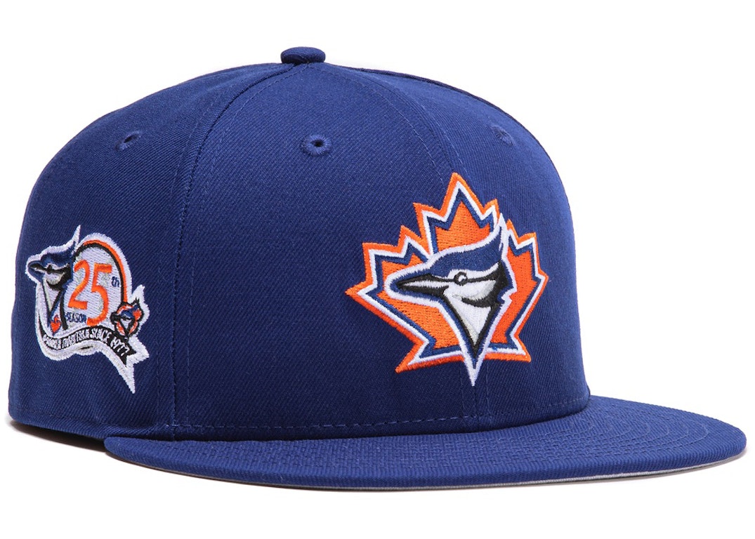 Pre-owned New Era Toronto Blue Jays Burger Pack 25th Anniversary Patch Hat Club Exclusive 59fifty Fitted Hat R In Royal/orange