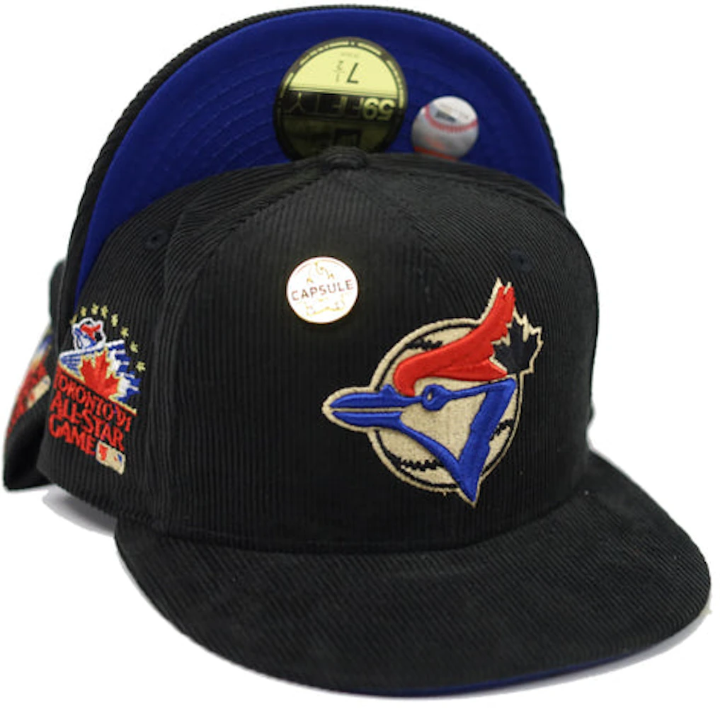 New Era Toronto Blue Jays Capsule Corduroy Campfire 1991 All Star Game  Patch Fitted Hat Fitted Hat Black/Blue - US