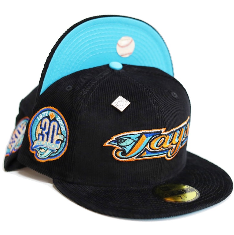 Pre-owned New Era Toronto Blue Jays Capsule Spring Corduroy 30th Season 59fifty Fitted Hat Black/blue