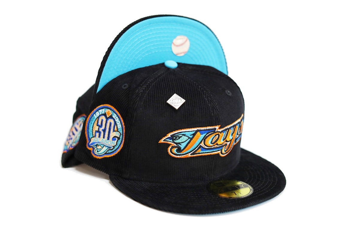 Pre-owned New Era Toronto Blue Jays Capsule Spring Corduroy 30th Season 59fifty Fitted Hat Black/blue