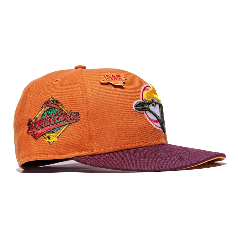 Pre-owned New Era Toronto Blue Jays Fall Collection 1993 World Series Capsule Hats Exclusive 59fifty Fitted Ha In Orange/yellow