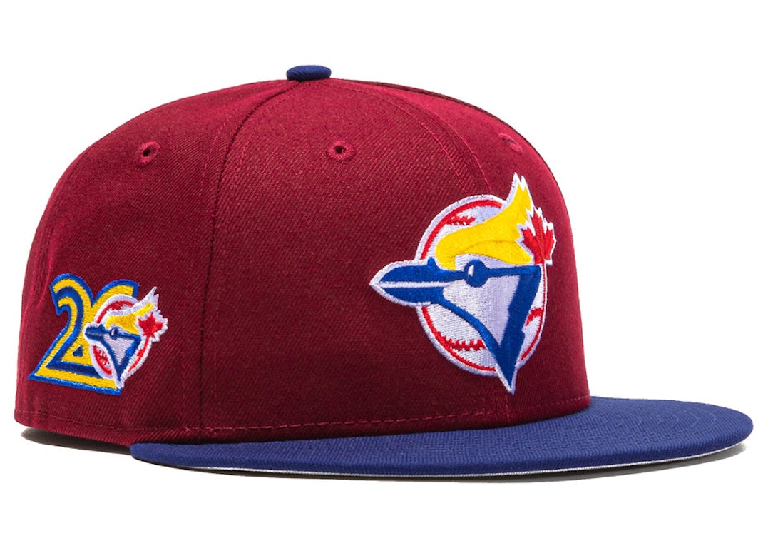 Pre-owned New Era Toronto Blue Jays Sangria 20th Anniversary Patch Hat Club Exclusive 59fifty Fitted Hat Cardi In Cardinal/royal