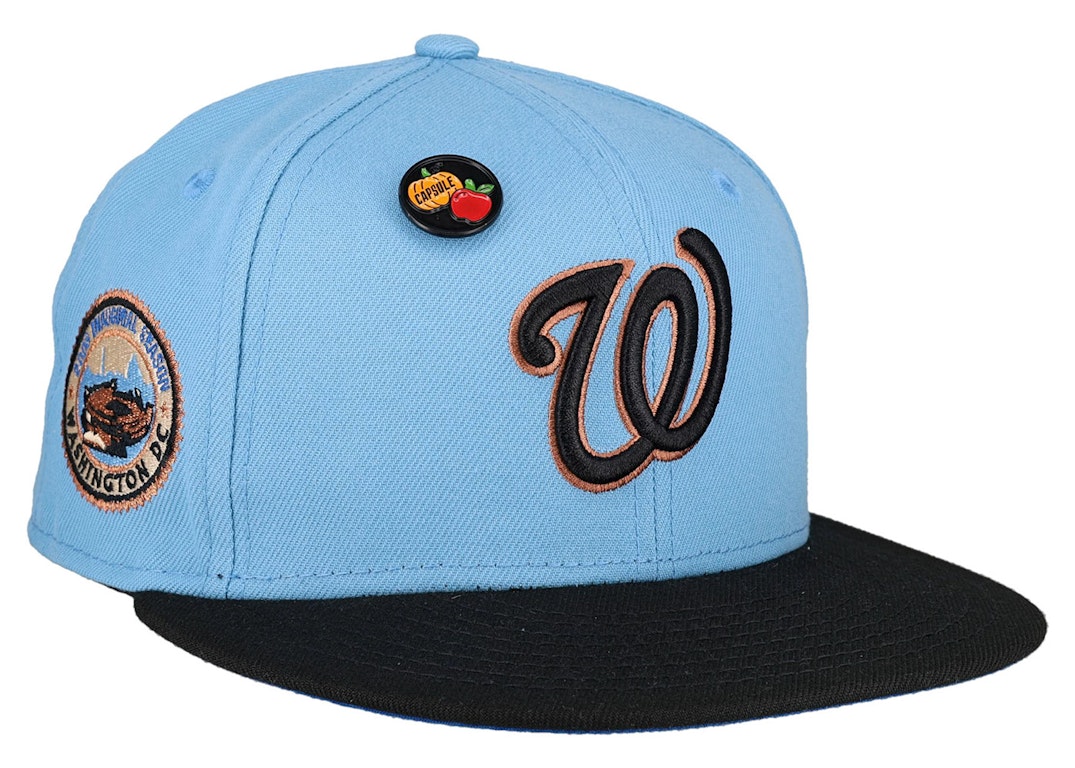 Pre-owned New Era Washington Nationals 2008 Inaugural Season Patch Capsule Exclusive Fitted Hat 59fifty Fitted In Blue/blue