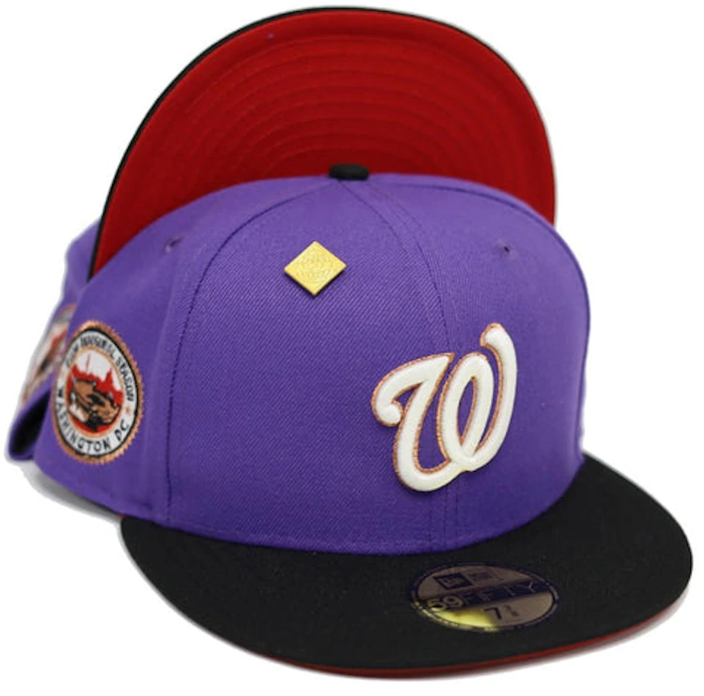 Men's Washington Nationals New Era Tan/Black 10th Anniversary Purple  Undervisor 59FIFTY Fitted Hat