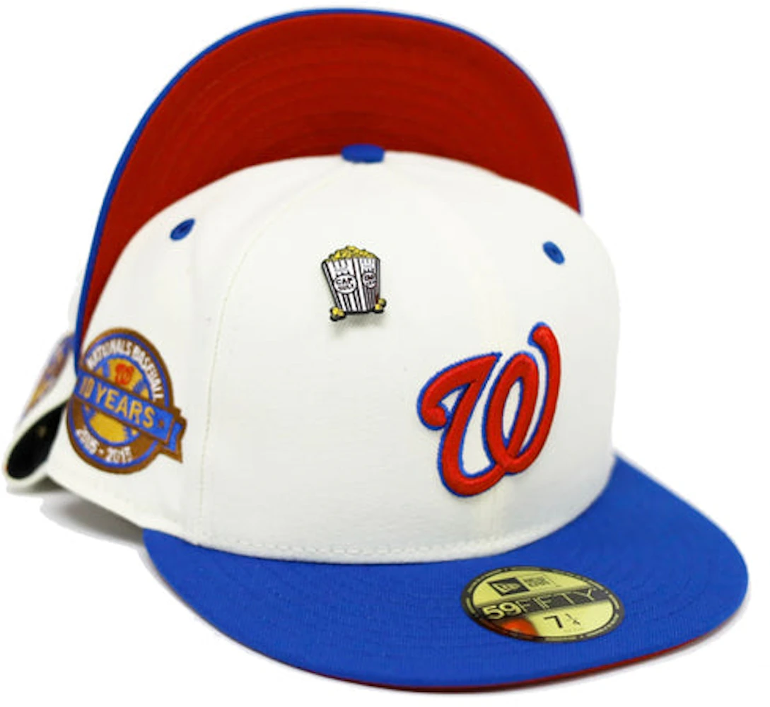 New Era Washington Nationals Movie Collection 10 Years Patch Capsule Hats Exclusive 59Fifty99 Fitted Hat White/Red