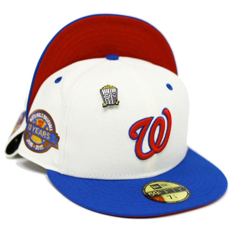 Pre-owned New Era Washington Nationals Movie Collection 10 Years Patch Capsule Hats Exclusive 59fifty99 Fitted In White/red