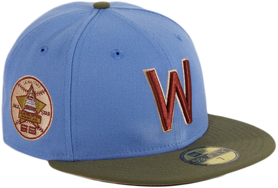 New Era Washington Senators Great Outdoors 1962 All Star Game Patch Hat  Club Exclusive 59Fifty Fitted Hat Indigo/Olive - SS22 Men's - GB