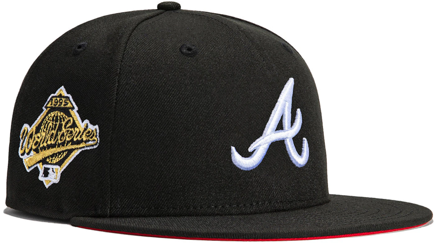 Atlanta Braves Inaugural Patch New Era Blackout & Red UV Lids Fitted  hat Size 8