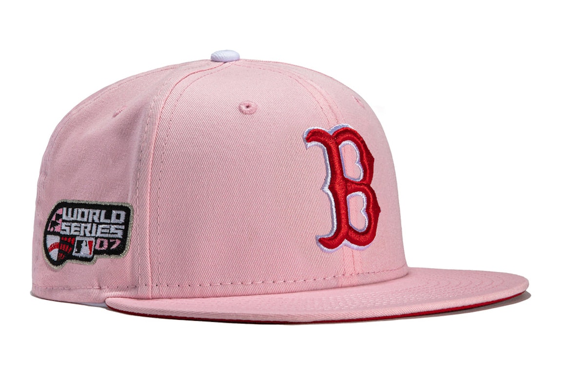 Pre-owned New Era X Hat Club Boston Red Sox 2007 World Series Patch Strawberry Jam 59fifty Fitted Hat Pink