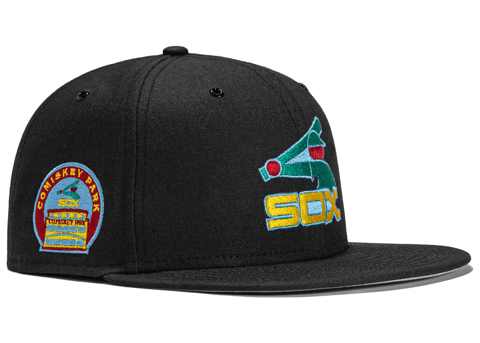 New Era x Hat Club Exclusive Aux Pack Vinyl Chicago White Sox Comiskey Field Patch 59Fifty Fitted Hat Black