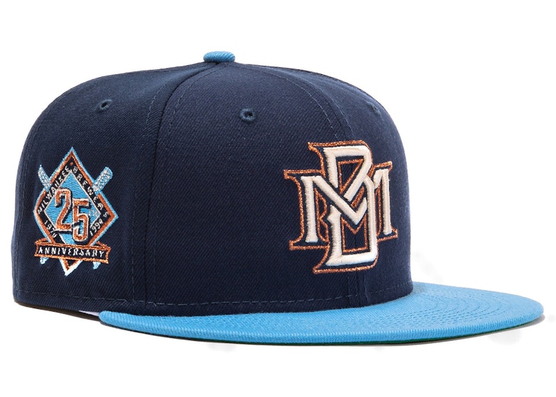 Pre-owned New Era Men's X Hat Club Exclusive Beer Pack Milwaukee Brewers 25th Anniversary Patch 1994 59fifty F