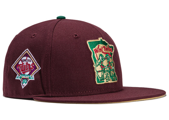 New Era Minnesota Twins Sangria 60th Anniversary Patch M Hat Club Exclusive 59Fifty Fitted Hat Cardinal/Royal