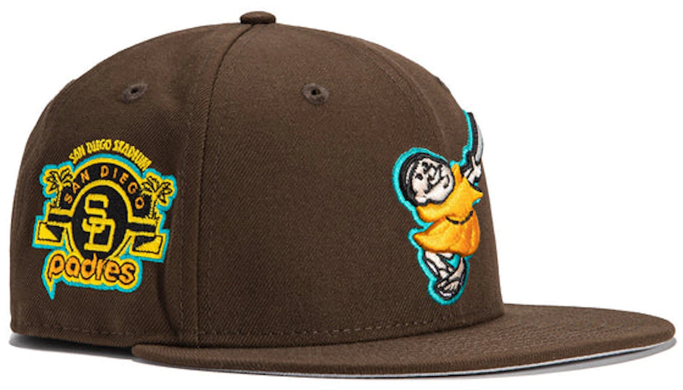 SAN DIEGO PADRES 59FIFTY NEW ERA RETRO BROWN AND YELLOW FITTED HAT