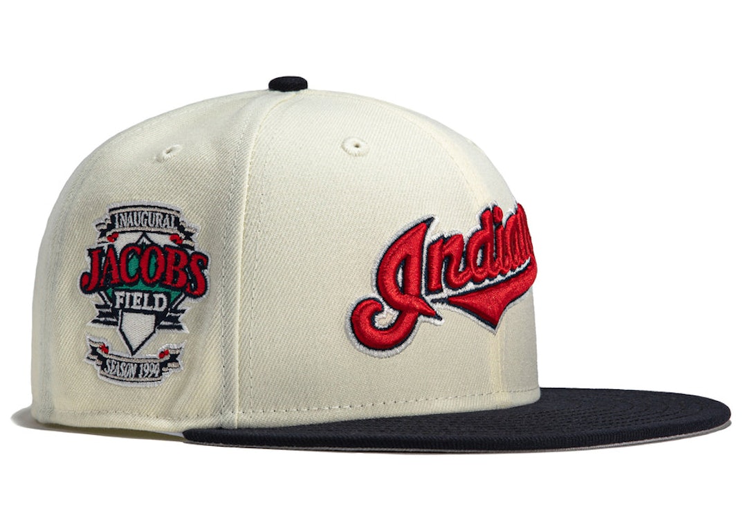 Pre-owned New Era X Hat Club Exclusive Cleveland Indians Jacobs Field Patch 59fifty Fitted Hat White/navy