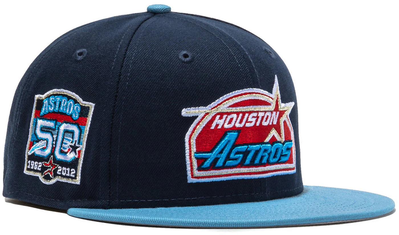 New Era x Hat Club Exclusive Cool Fashion Houston Astros 50th Anniversary Patch 59FIFTY Fitted Hat Navy/Red