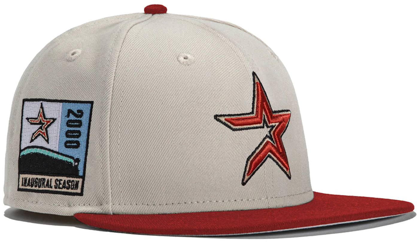 New Era Houston Astros Monaco 25th Anniversary Patch Hat Club Exclusive 59FIFTY Fitted Hat Stone/Peach