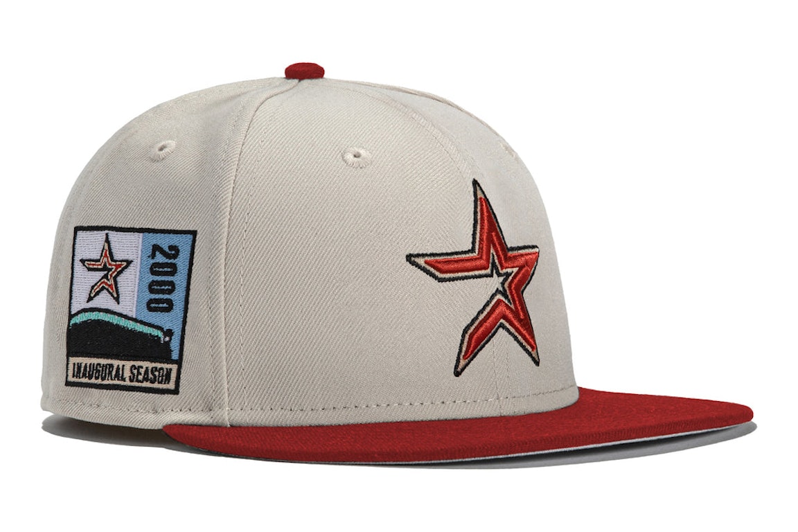Pre-owned New Era X Hat Club Exclusive Stone Dome Houston Astros 2000 Inaugural Patch 59fifty Fitted Hat Stone