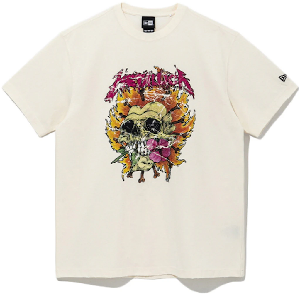 New Era x Metallica Burning Flower Skull T-Shirt Ivory - SS22 - US