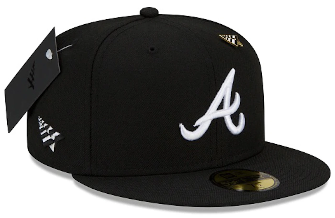 Men's New Era Stone/Black Atlanta Braves Chrome 59FIFTY Fitted Hat