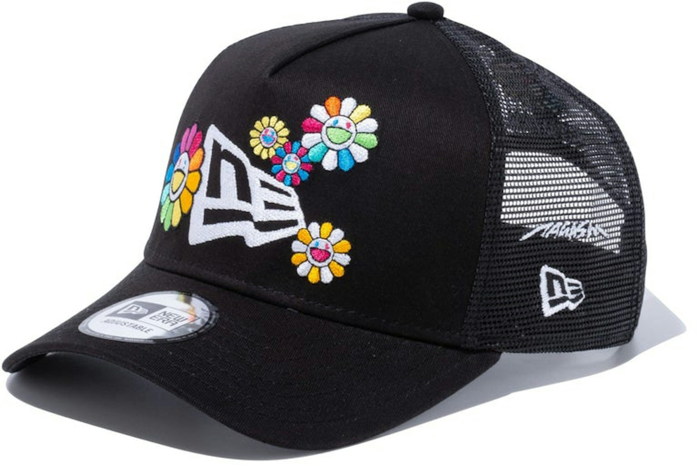 New Era x Takashi Flag - - Murakami US Trucker Flower SS22 Hat A-Frame 9Forty Black