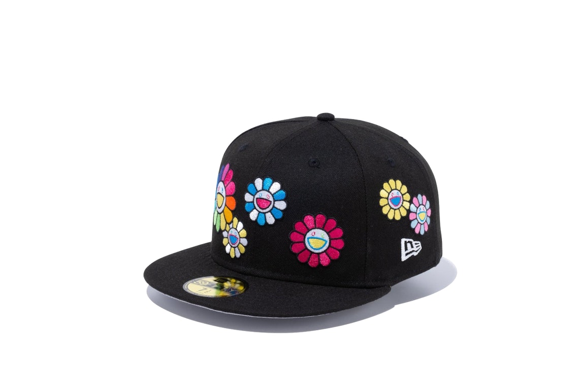 Pre-owned New Era X Takashi Murakami Flower Allover 59fifty Fitted Hat Black Rainbow