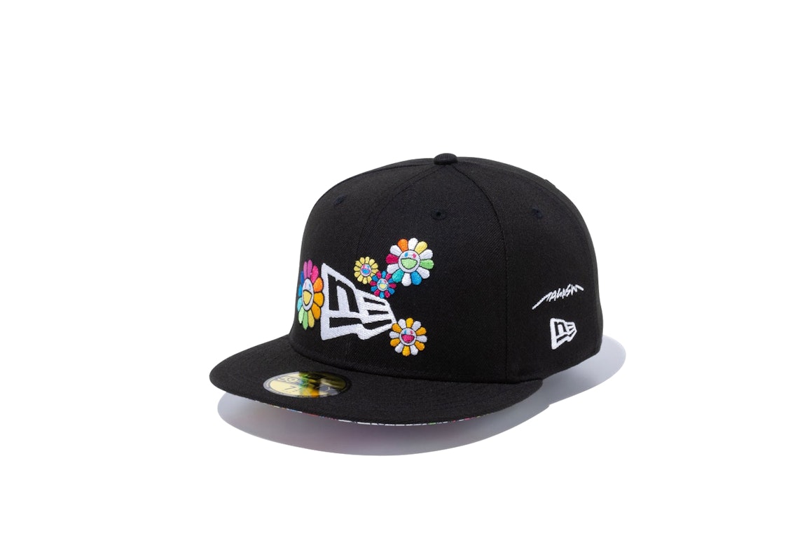 Pre-owned New Era X Takashi Murakami Flower Flag 59fifty Fitted Hat Black Rainbow