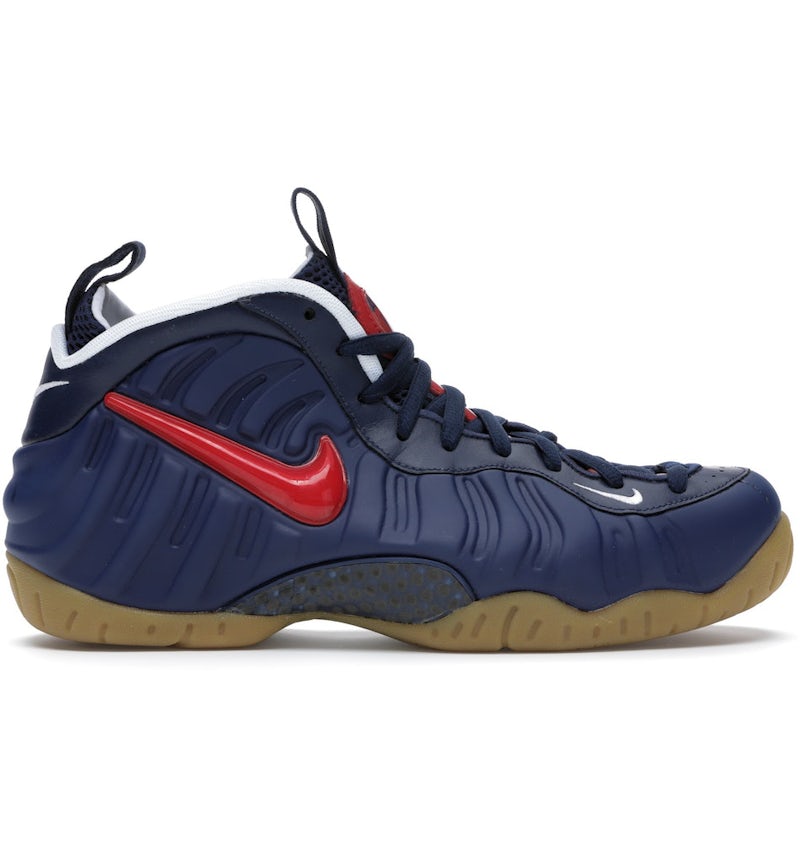 Red white and blue nike foamposite on sale