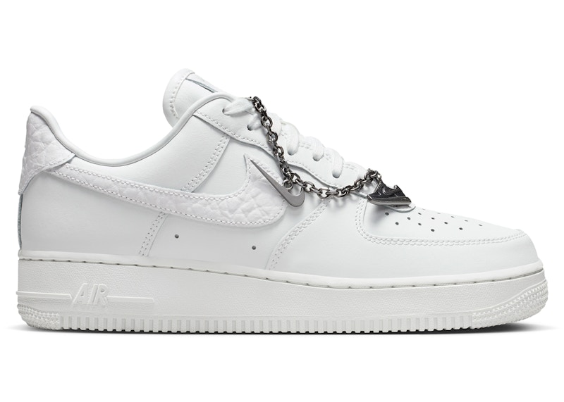 Pre-owned Nike Air Force 1 '07 Low Summit Mini Charm (women's) Sneakers In Summit White/metallic Silver In Multi