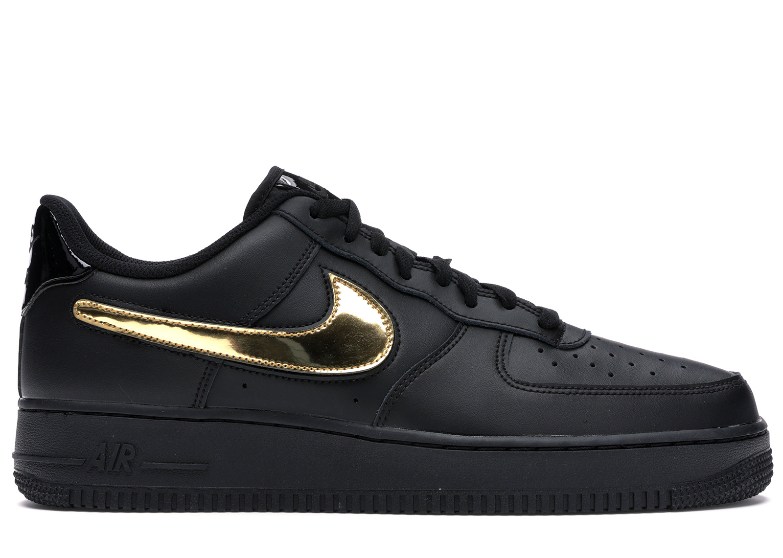 Nike Air Force 1 Black Metallic Gold Removable Swoosh Pack - CT2252-001