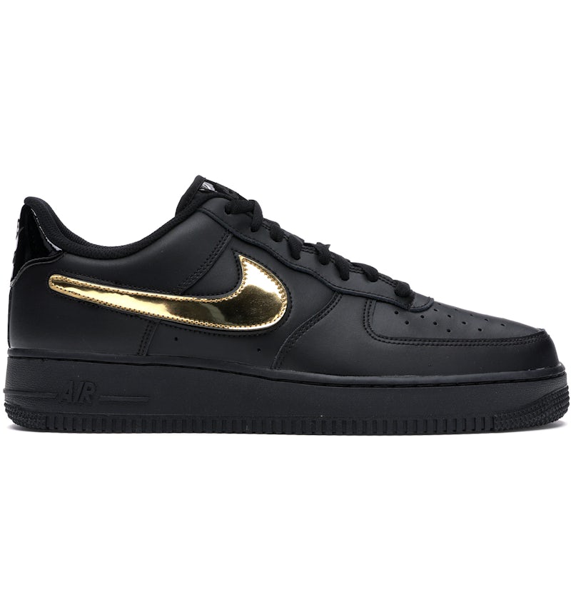 Nike Air Force Black Metallic Gold Removable Swoosh Pack Men's