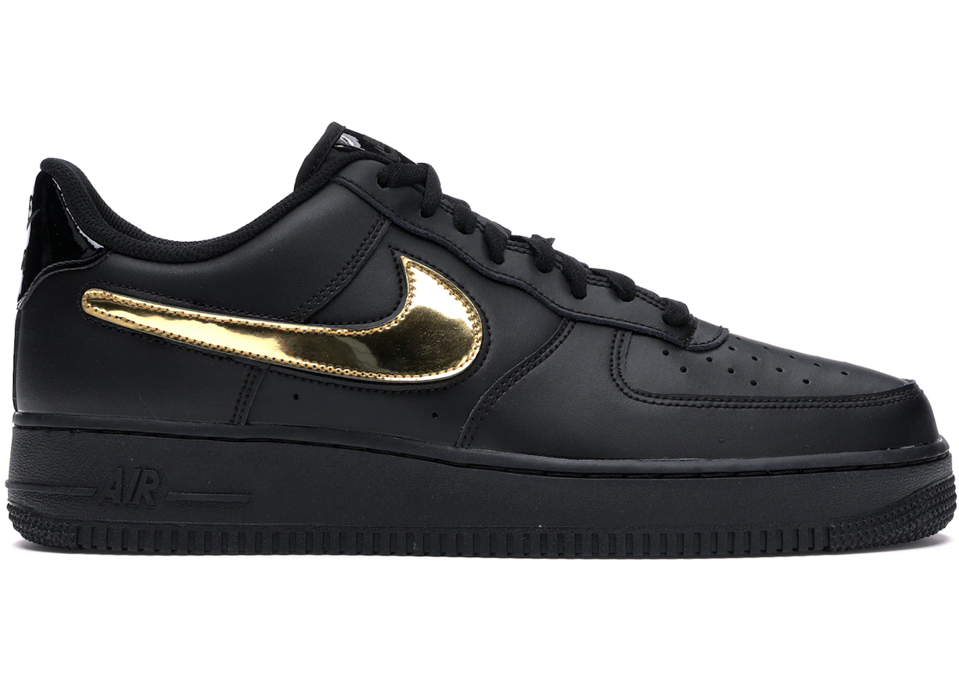 Nike Air Force 1 Black Metallic Gold Swoosh Pack Men's - CT2252-001 - US